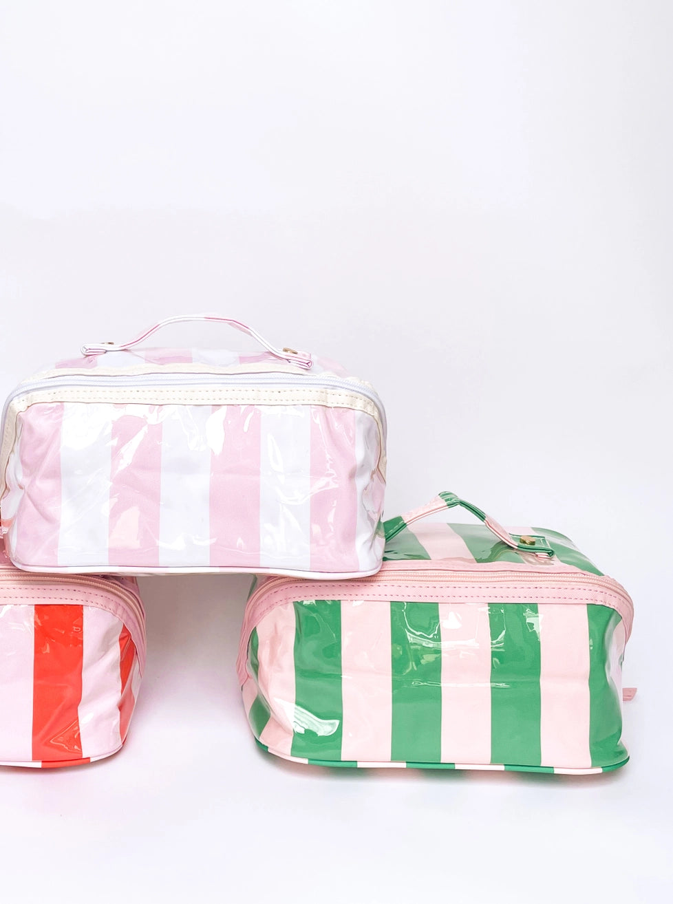 Striped Wipeable Toiletry Bag