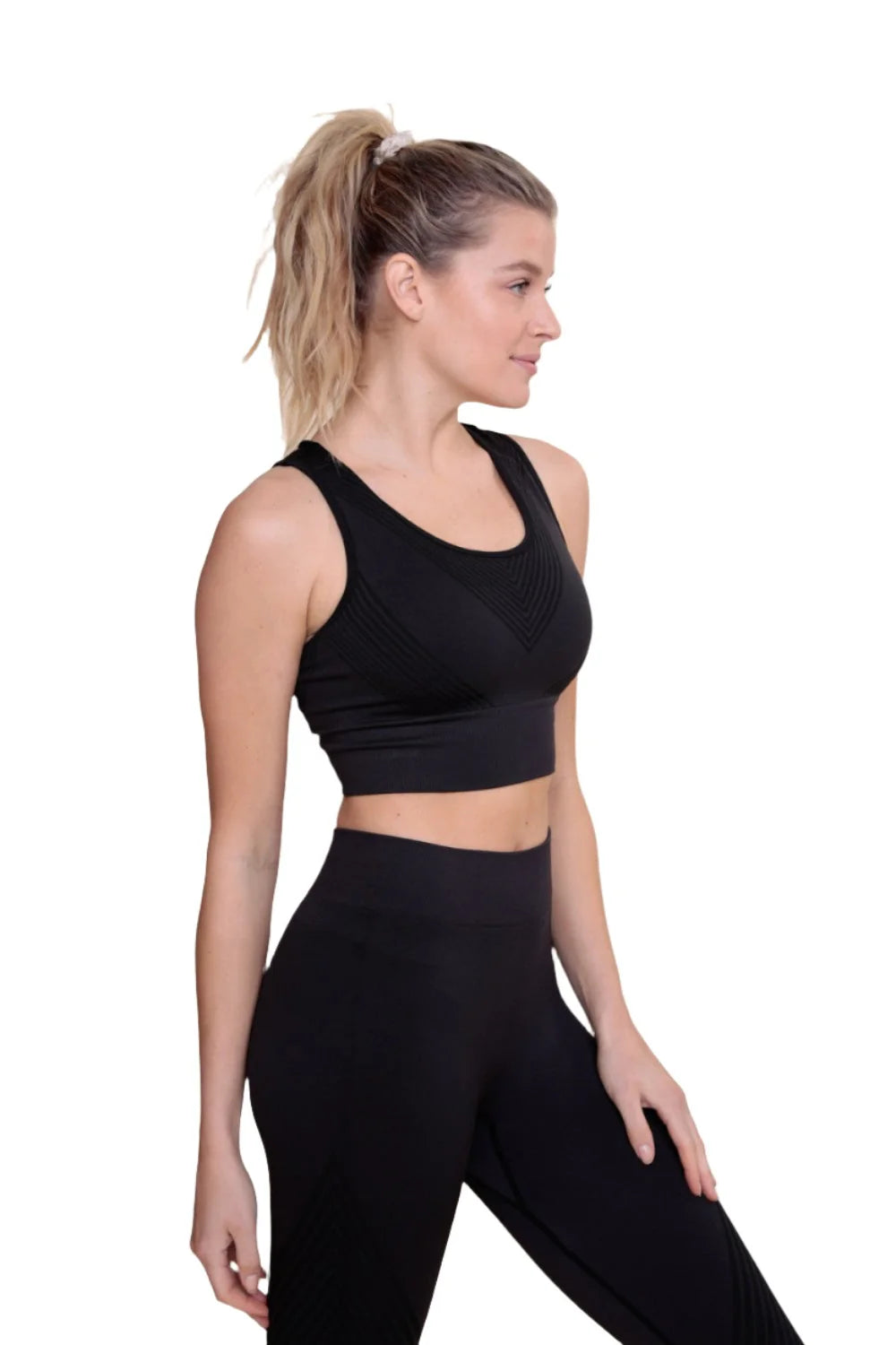 Mono B Striped Seamless Sports Bra–Adult